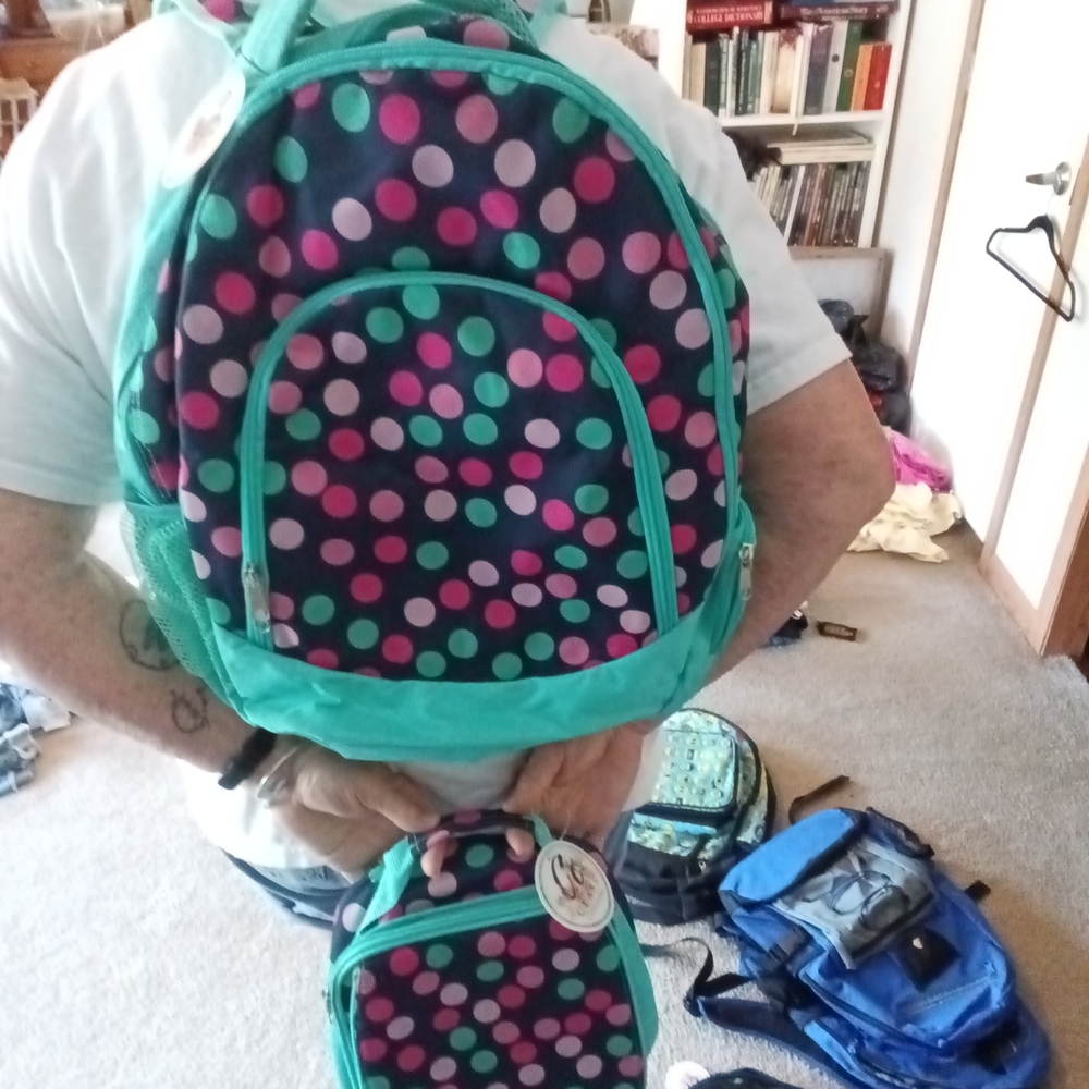 Vibrant Polka Dot Kids Backpack and Lunch Bag Set